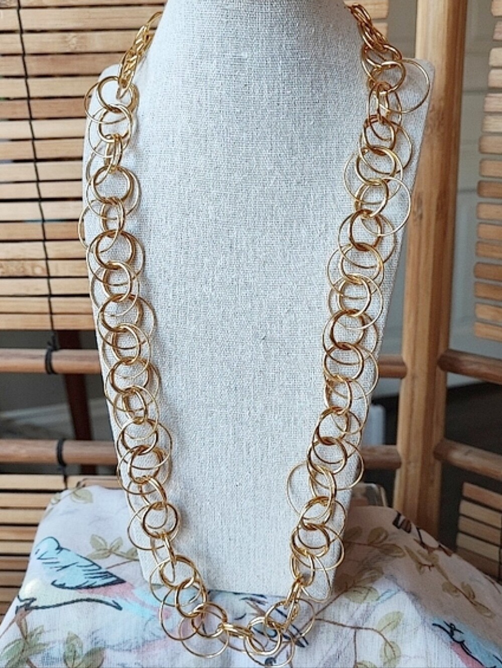 Joan Rivers Gold Tone Double Circles LINK Chain Necklace NWOT Layering Signed